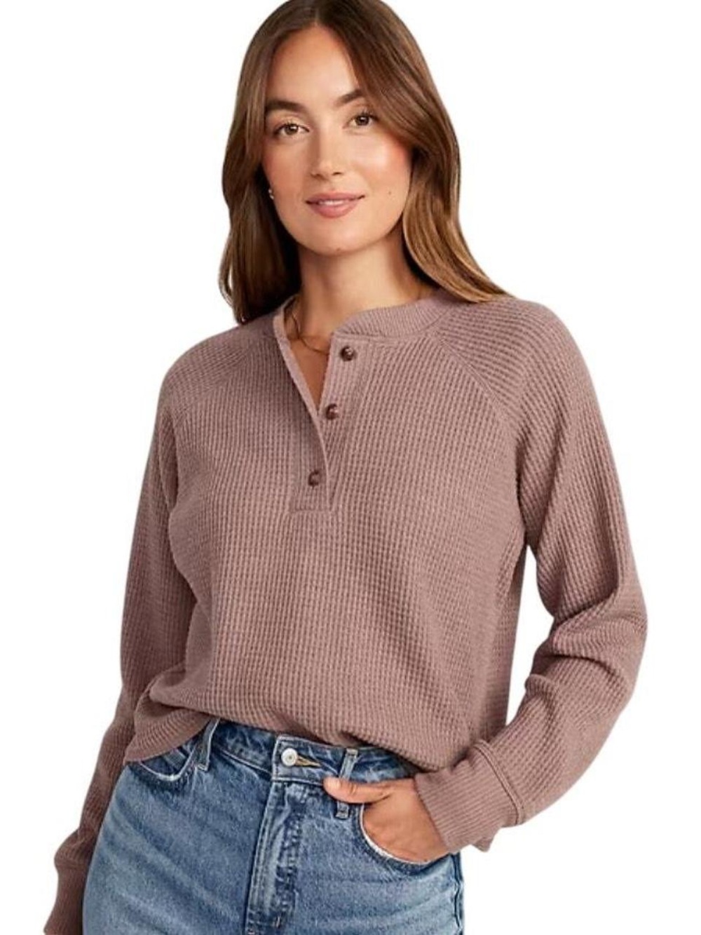 ON waffle knit Henley EUC